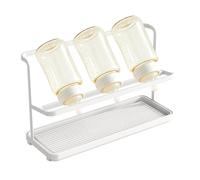 Séchoir à bouteilles d'eau à 2 niveaux antidérapant avec plateau de | Égouttoir à bouteilles pour tasses en verre, vaisselle, salle à manger, dortoir, bureau