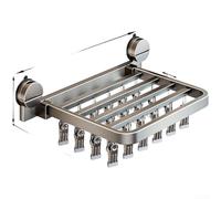Séchoir à chaussettes mural avec ventouses, cintre pliable multi-clips pour sous-vêtements, étagère à linge peu encombrante pour petits articles, facile à installer, sans perçage, poudre de poudre-24