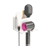 Séchoir à cheveux de salle de bain avec support mural, solution de rangement pratique pour garder les sèche-cheveux et les outils de beauté organisés et accessibles (blanc)