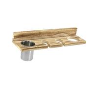 Séchoir à cheveux minimaliste - Organiseur de rangement antidérapant polyvalent pour fer à friser et outils de coiffure - Support mural ou dessus de commode - Bois et métal