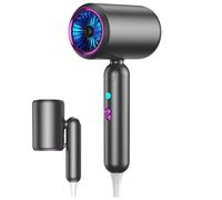 Séchoir à Cheveux Pliable, Moteur Haute Vitesse 180 000 RPM, Trois Réglages de Température, Technologie Double Soin Capillaire à Lumière Bleue et Ions Négatifs, Idéal pour Usage Domestique et Voyage