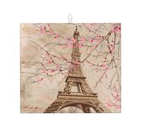 Séchoir À Fleurs Vintage Paris Tour Eiffel Tapis Égouttoir Vaisselle Tapis De Séchage Vaissell Absorbant Coussin Vaissell pour Bar Casseroles Et Poêles Évier 46X61Cm