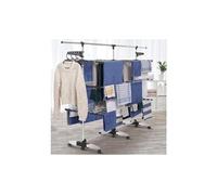IDMarket - Séchoir à Linge Vertical Pliable 3 Niveaux Supra capacité 50M avec Tringle télescopique Blanc et Gris