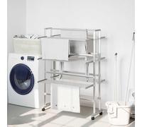 vidaXL S¿¿choir ¿¿ linge avec roues 89x64x129 cm aluminium