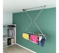 Séchoir à linge de plafond, Séchoir à linge vertical pour plafond, réglable en hauteur et verrouillable Corde à linge pour l'intérieur et l'extérieur en aluminium et acier, Foxydry Mini 150
