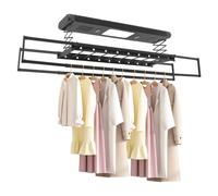 Séchoir à linge électrique compact pour montage au plafond 24 W Lumière LED 6500 K Température de couleur 35 kg Charge plafond 50 m Télécommande avec 2 ventilateurs intégrés (noir)