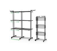 VOUNOT® Séchoir à Linge Extensible Grande Capacité Tour de Séchage 3 Niveaux Pliable 40m d’Étendage Étendoir Vertical Multifonction pour Intérieur et Extérieur Noir