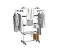 Séchoir à linge étendoir pliable ailes latérales 4 niveaux gris