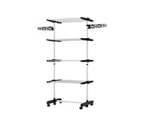 Séchoir à linge pliable HOMCOM étendoir linge intérieur et extérieur seche linge etendoir avec 2 ailes latérales et 6 roulettes