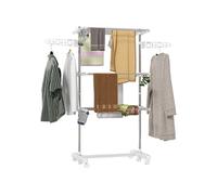 HomCom Séchoir à linge tour pliable – ailes latérales, 3 niveaux, blanc 142×55×152 cm