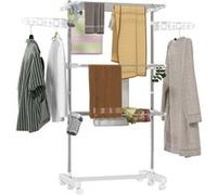 HomCom Séchoir à linge tour pliable – ailes latérales, 3 niveaux, blanc 142×55×152 cm