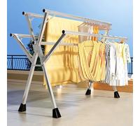 Séchoir à linge extensible et pliable de grande capacité en acier inoxydable avec clips et crochets 1,6 m