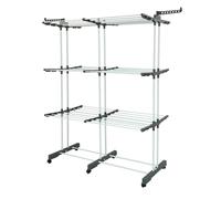 Séchoir à linge extensible étendoir multifonction 38M EXTRA PLUS avec 3 niveaux + barre télescopique Noir et Inox