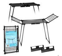 Séchoir à linge extensible - JANSHOP - 19 m - Noir - 2 ailes pliables - Pieds antidérapants - Pliage rapide