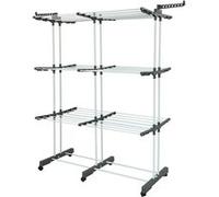 Kitchen Move Séchoir à linge extensible EXTRA PLUS 38 m 3 niveaux barre télescopique Noir/Inox