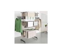 IDMarket - Séchoir à Linge Vertical Pliable 3 Niveaux Maxima capacité 25M avec cintres et Pinces et Gris