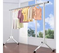 Séchoir à Linge Intérieur, Porte-vêtements Robustes pour Suspendre Un Porte-vêtements, Porte-vêtements en Métal, Porte-vêtements Robuste, Porte-vêtements Pliable sur roulettes, 2m