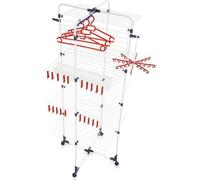 Séchoir a linge Leifheit 450 Deluxe 81464, étendoir a linge avec 45m d'étendage et accessoires, tour a 4 niveaux, blanc