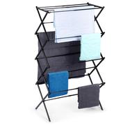 Séchoir à linge métallique extensible - VILDE - 43-75x37 5x139 cm - Noir - 14 barres de séchage - Capacité 10 kg
