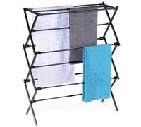 Séchoir à linge vertical extensible - Vilde - Métallique - Noir - 47-78x94 cm - 10 barres de séchage - Longueur réglable