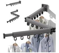Séchoir à Linge Mural, 3-Fois Extensible avec Barre de Rallonge, Séchoir à Linge Mural en Aluminium avec 18 Crochets pour Balcon,