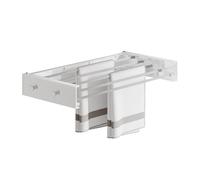 Séchoir à linge mural en acier au carbone et aluminium - Étendoir mural simple - Pliable - Pour l'intérieur et l'extérieur - Extensible pour balcon (blanc avec 4 crochets)