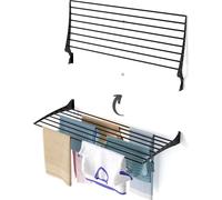 Séchoir à linge mural en aluminium, pour l'intérieur et l'extérieur - Foxydry Fold 116 cm noir