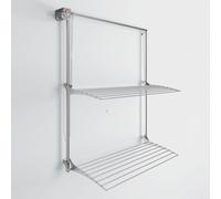Séchoir à linge mural, Séchoir à linge vertical pour les murs, réglable en hauteur et verrouillable Corde à linge pour l'intérieur et l'extérieur en aluminium et acier, Foxydry Wall Plus 80