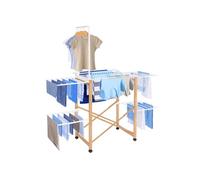 IDMarket - Séchoir à Linge Pliable Deluxe capacité 22M avec Tringle Blanc et Effet Bois