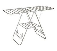 Séchoir à linge pliable sur pied - étendoir 2 niveaux ajustables - acier PP blanc