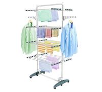 Séchoir à Linge Pliant à 4 Niveaux, Etendoir à Linge intérieur en Acier Inoxydable, Sèche-Linge 2tendoir Pliable, Sarcelle