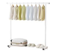 Séchoir à linge portable à double poteau avec étagères - Grande solution de rangement pour entrée, chambre, couloir et balcon