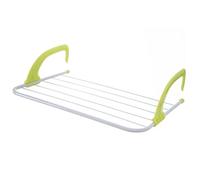 Séchoir à linge pour radiateur - ORION - 34x55x14 5 cm - Blanc et vert - Métal et plastique - Poignées pliables