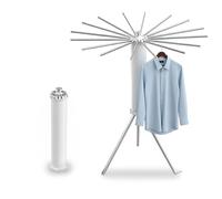 Séchoir à Linge Relaxdays, Pliable, 16 Barres, H x P : 121 x 112 cm, séchoir Compact, métal et Plastique, Blanc/Argent