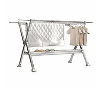 RIFWOVE Séchoir À Linge, Séchoir À Linge Extensible Réglable, Gain D'espace, Argent, Grande Capacité, Multifonctionnelle, Robuste Et Stable, Porte - Linge Convient Aux Radiateurs Balcons