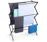 Séchoir à linge vertical extensible - Vilde - Métallique - Noir - 44,5-75x37,5x105 cm - 11 barres de séchage