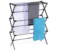 Séchoir à linge vertical extensible - Vilde - Métallique - Noir - 47-78x94 cm - 10 barres de séchage - Longueur réglable