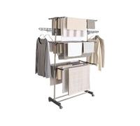 IDMarket - Séchoir à Linge Vertical Pliable 3 Niveaux Maxima capacité 20M INOX et Gris