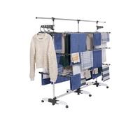IDMarket Séchoir à linge vertical pliable Supra 3 niveaux 50 m tringle télescopique Blanc et gris