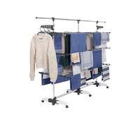 IDMarket - Séchoir à Linge Vertical Pliable 3 Niveaux Supra capacité 50M avec Tringle télescopique Blanc et Gris