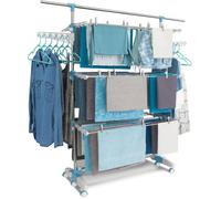 Séchoir à linge vertical pliable - RUSSBOY - 3 niveaux - Capacité 30M - Barre télescopique 86/170 cm