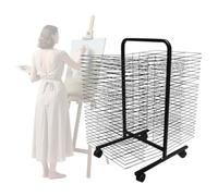 Séchoir À Peinture Double Face, Capacité De 100 Feuilles, Mobile, Structure Métallique Robuste Avec Roulettes, Idéal Pour Les Artistes, Les Salles De Classe, Les Ateliers Et La Maison(26 layers)