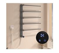 Séchoir à Serviettes Chauffant Mural Gris à 5 Barres avec minuterie Tactile Intelligente à température constante pour Salle de Bain ; Conception à Brancher pour Une Utilisation éco