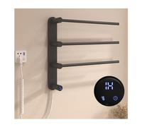 Séchoir à Serviettes Chauffant Mural Gris à 5 Barres avec minuterie Tactile Intelligente à température constante pour Salle de Bain ; Conception à Brancher pour Une Utilisation éco