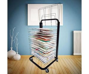Séchoir à Tableaux Professionnel, en Acier Robuste et Peu encombrant, avec roulettes, idéal pour Les salles de t Les ateliers ; Solution de Rangement Mobile pour Les peintures.