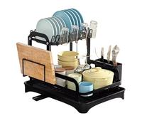 Séchoir à Vaisselle Grand Format,Égouttoir de Cuisine pour Plan de Travail | Séchoir Économiseur d'Espace avec Bac de Recueil pour Tasses, Couverts, Assiettes, Bols Organisation du Comptoir Maison Res