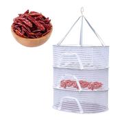 Séchoir à vaisselle pour aliments, étendoir à linge en maille, panier de séchage à 3 couches avec crochet coupe-vent et fermetures éclair, corde en nylon solide portable, séchoir multifonction en