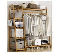 Séchoir à vêtements en bambou - 7 niveaux avec crochets pour manteaux gain de place dans l'armoire de rangement Marron 130 x 40 x 140 cm - Magnifique portant à vêtements pour un usage domestique