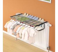 Séchoir de radiateur à double couche avec distance murale réglable, cadre en fer résistant à la rouille, prend en charge les vêtements et les chaussures, économise de l'espace pour les espaces de vie