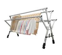 Séchoir extensible pour l'extérieur et l'extérieur - En acier inoxydable - Avec roulettes - 200 cm